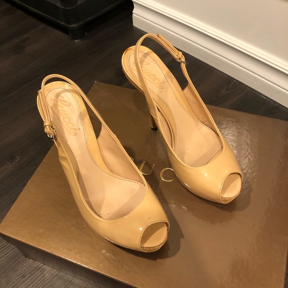Gucci Leather sling back beige heels 36 - Picture 3 of 6